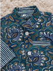 Teal Lotus Cotton Kurta Set