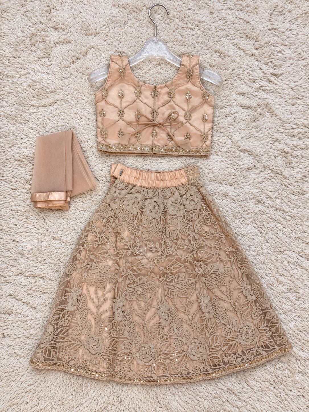 Champagne Gold Floral Lehenga Set