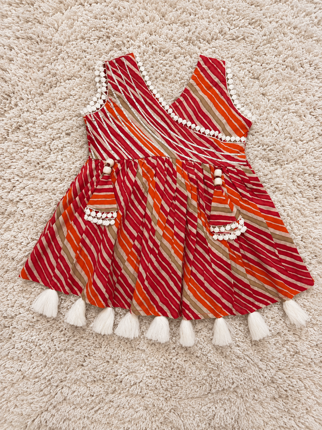 Crimson Stripe Pure Cotton Sharara