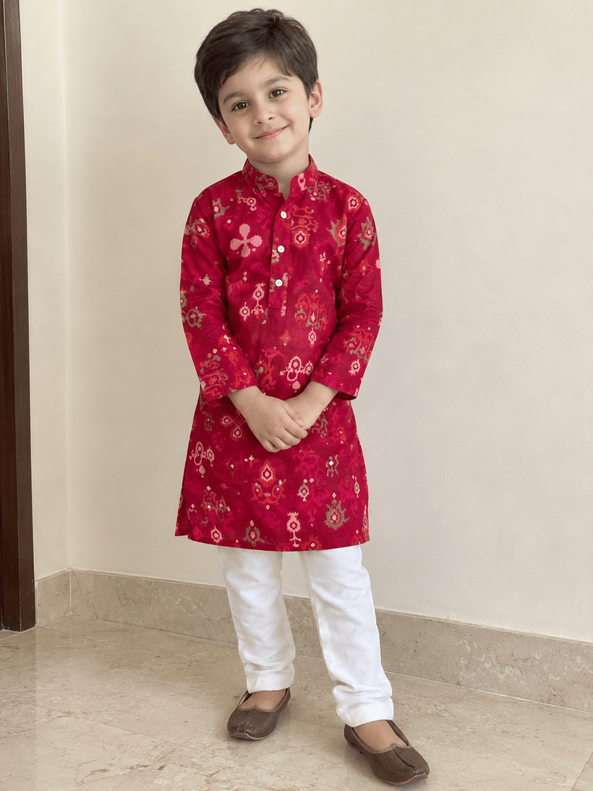 Ruby Chanderi Cotton Kurta Set