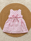 Blush Gingham Daisy Bow Dress