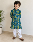 Teal Chanderi Cotton Kurta Set