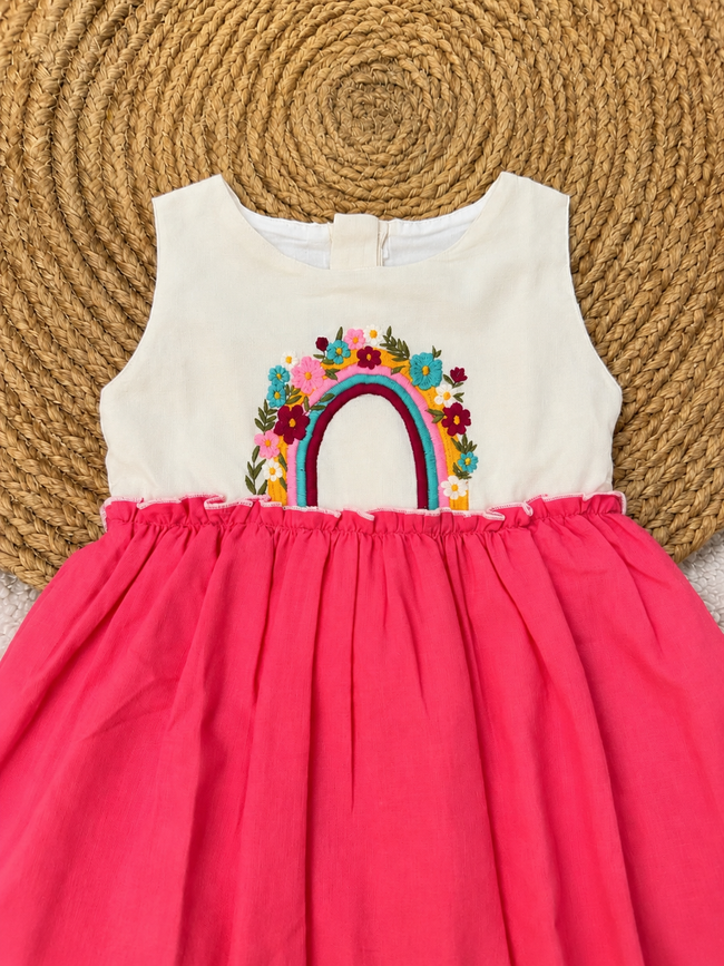 Rainbow Meadow Dress (Pink)