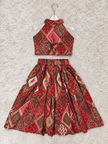 Crimson Patchwork Rayon Cotton Lehenga