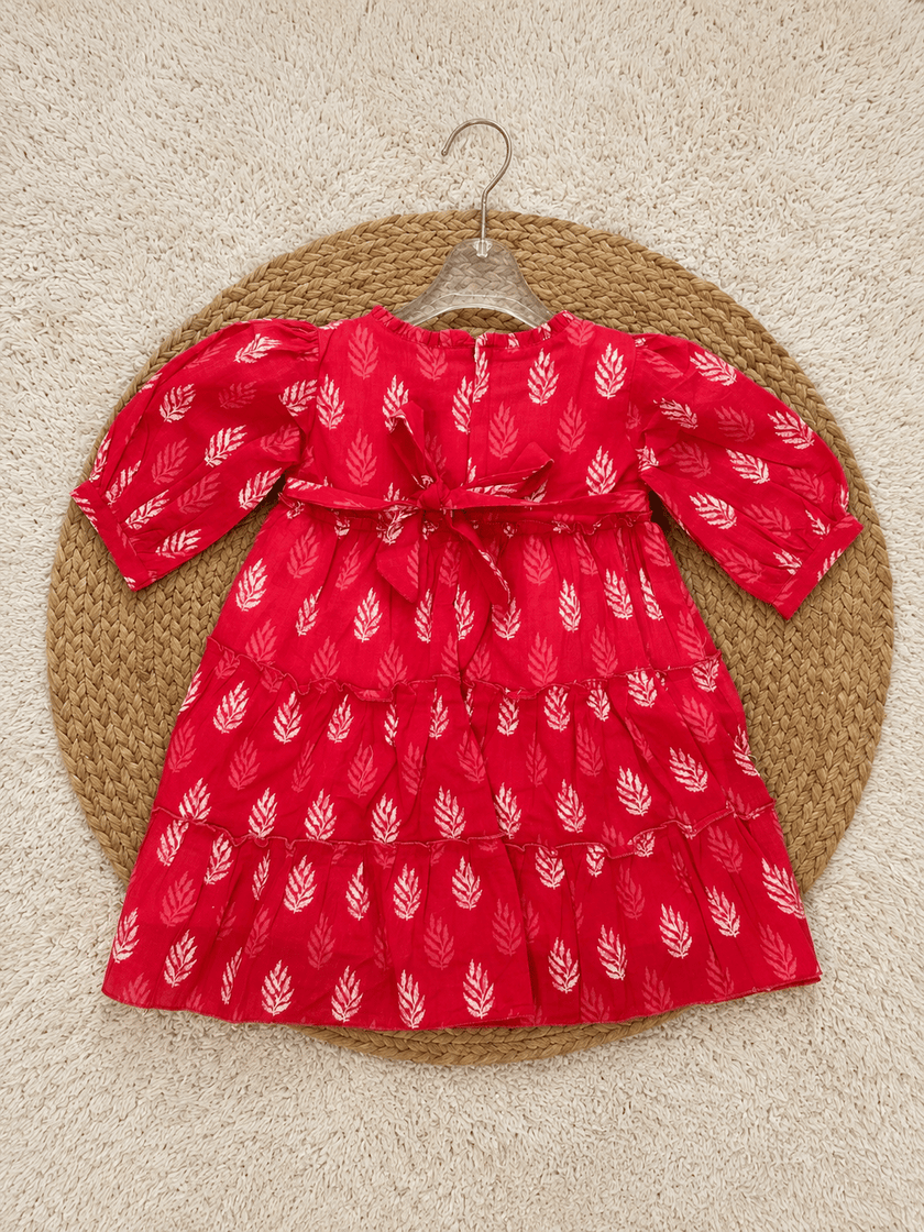 Crimson Leaf Tiered Dress