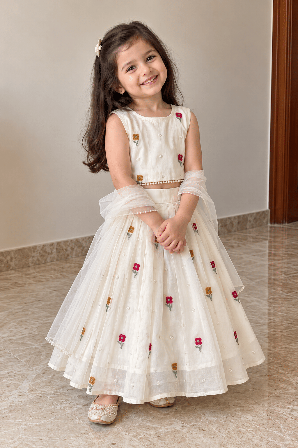 Ivory Blossom Mul Cotton Lehenga