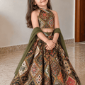 Olive Green Rayon Cotton Lehenga