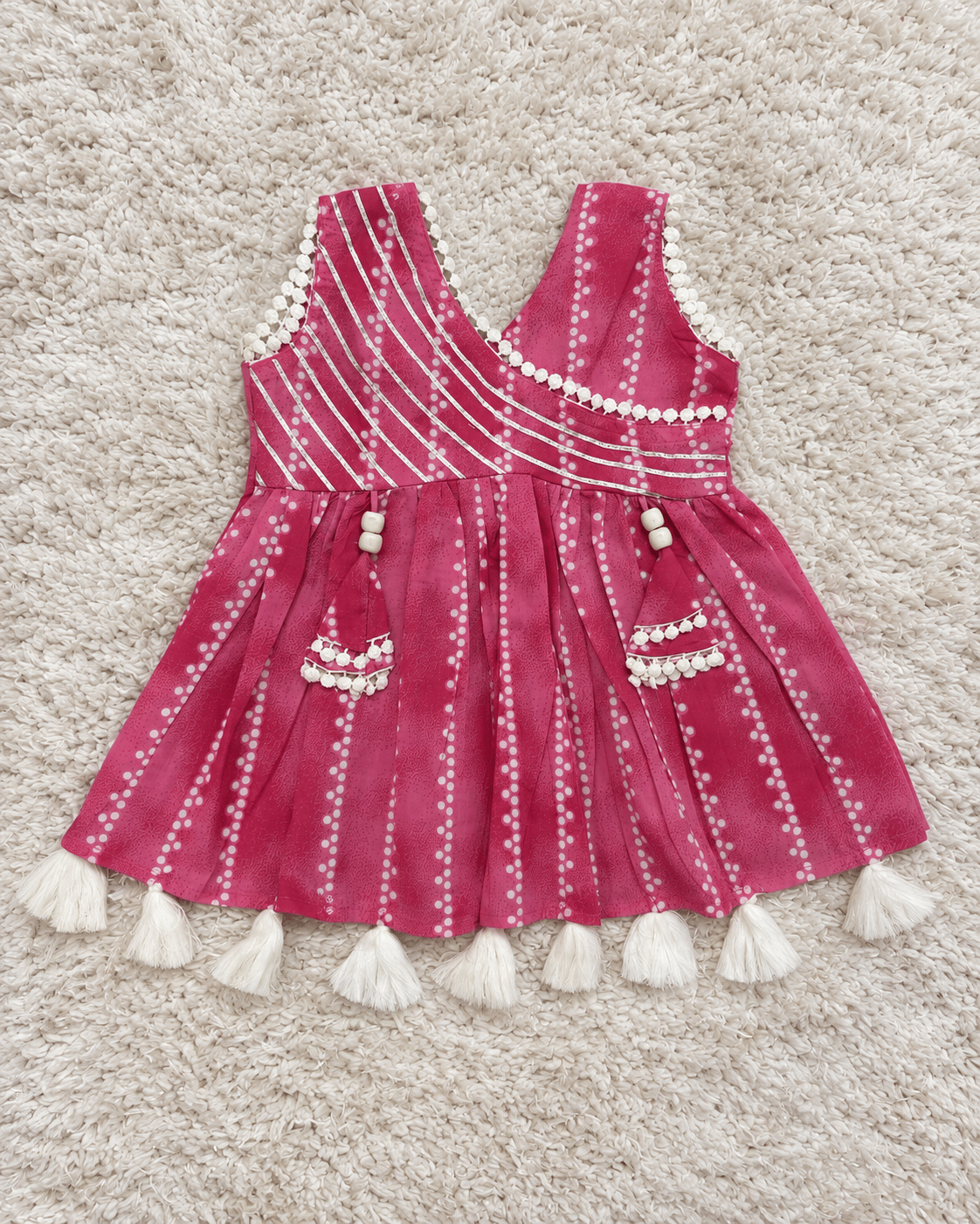 Fuchsia Dotted Pure Cotton Sharara