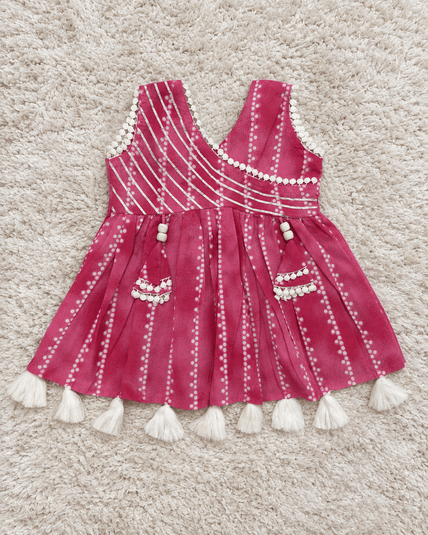 Fuchsia Dotted Pure Cotton Sharara