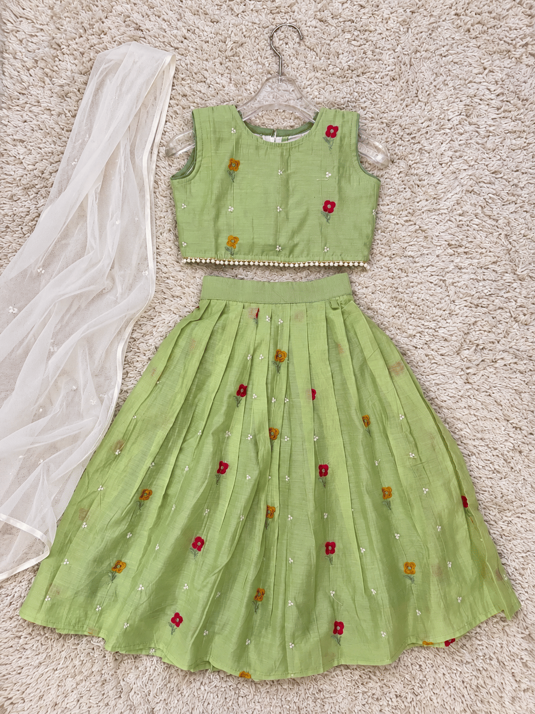Sage Green Mul Cotton Lehenga