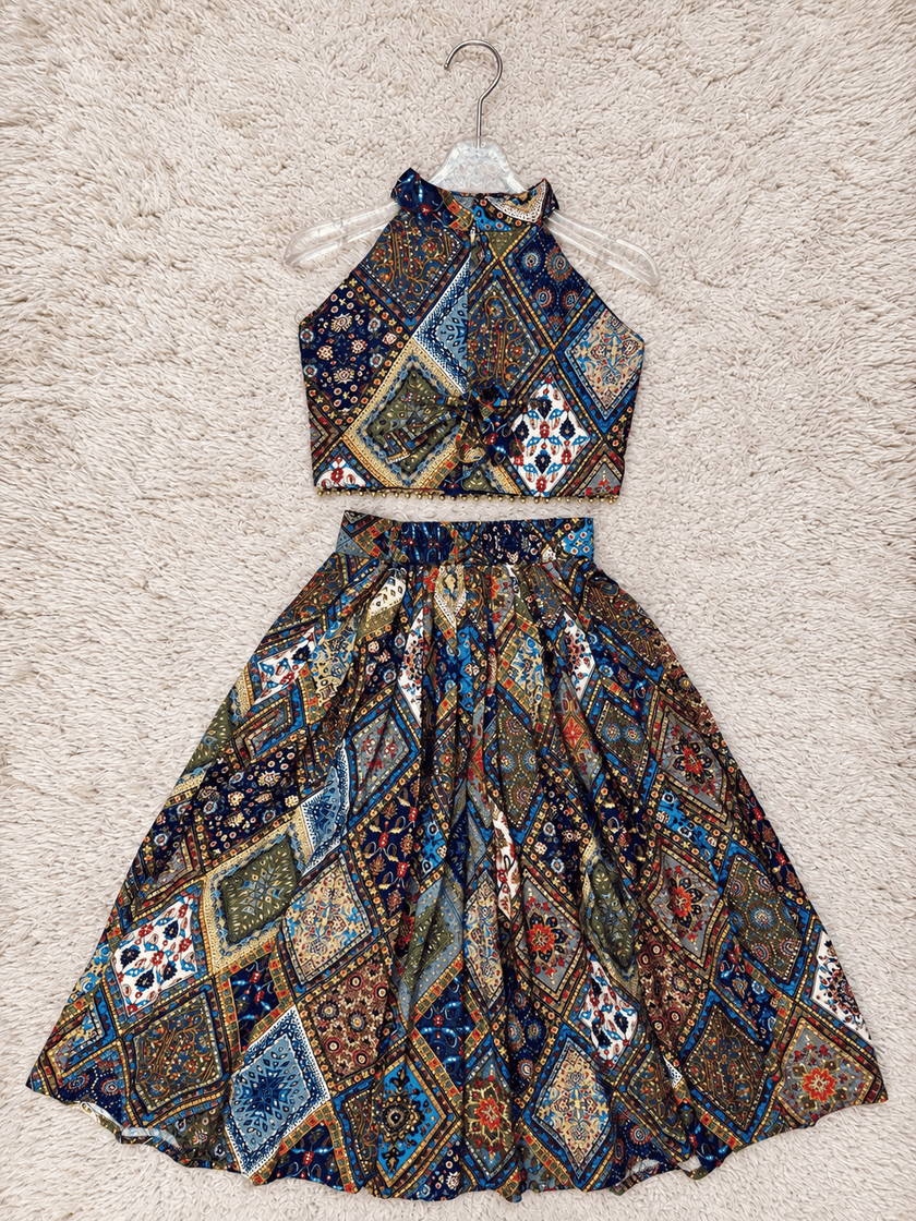 Midnight Blue Rayon Cotton Lehenga