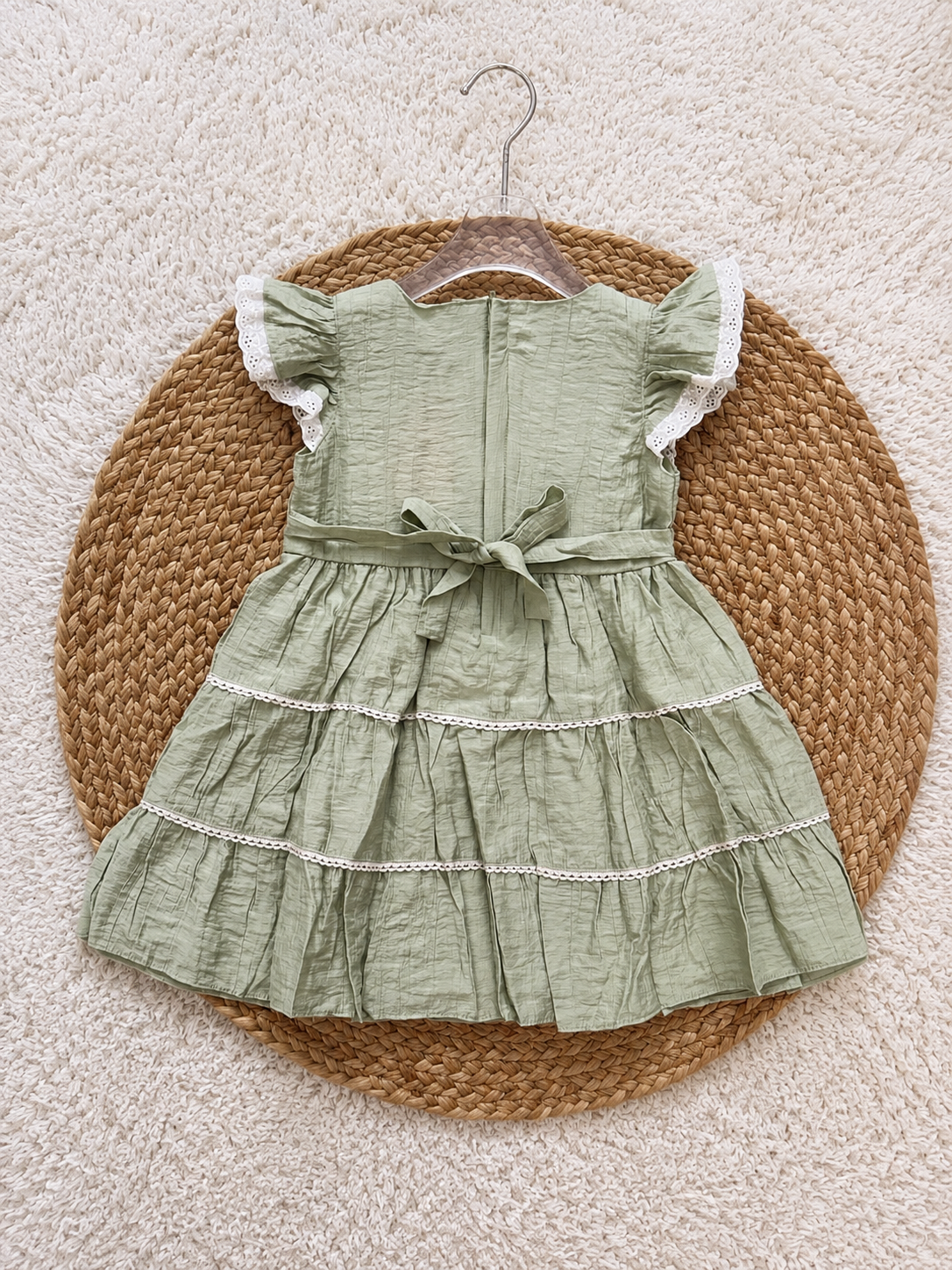Sage Lace Tiered Frock