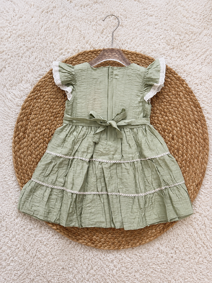 Sage Lace Tiered Frock