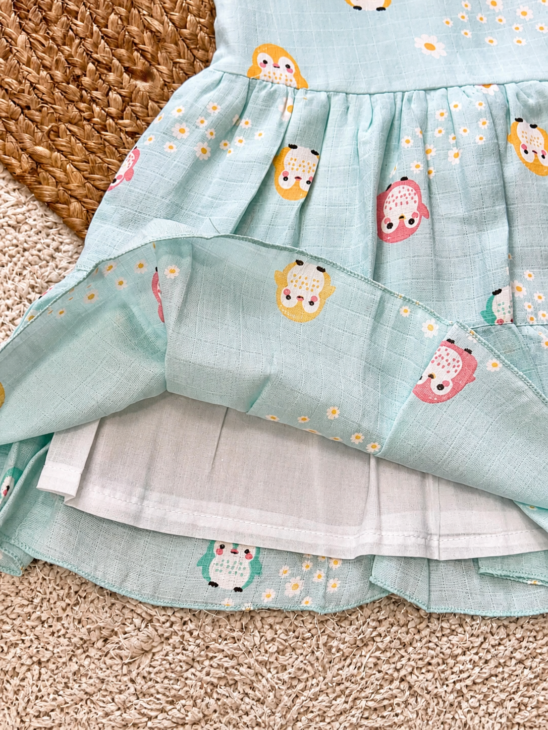 Owl Print Muslin Dress