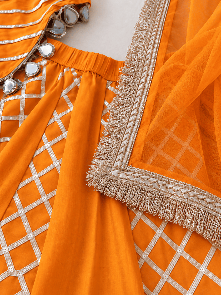 Orange Shimmer Festive Lehenga Set