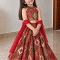 Crimson Patchwork Rayon Cotton Lehenga