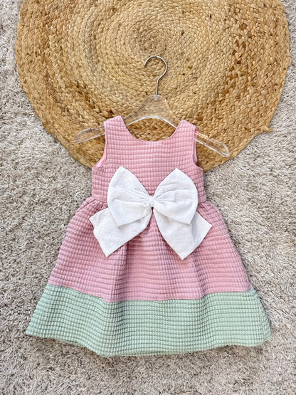 Baby Girl Sleeveless Front Bowknot Summer A-line Dress