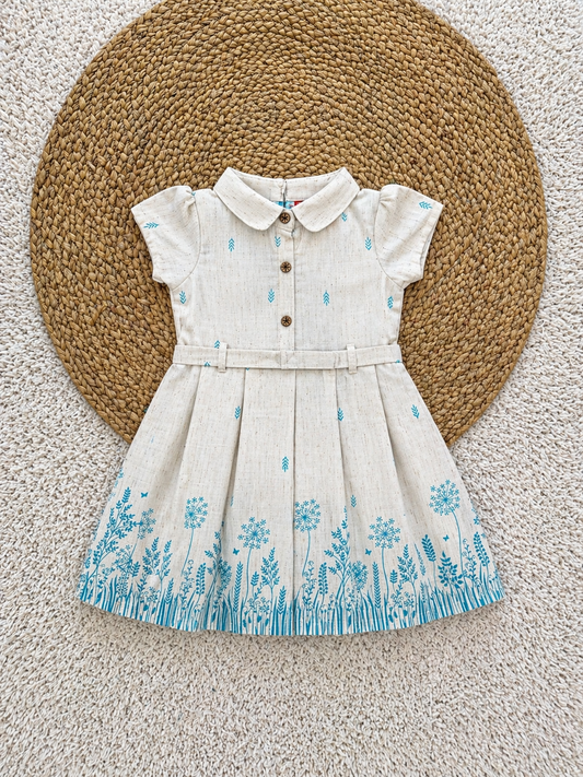 Peter Pan Collar Meadow Print Cotton Dress