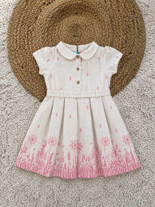 Peter Pan Collar Meadow Print Cotton Dress