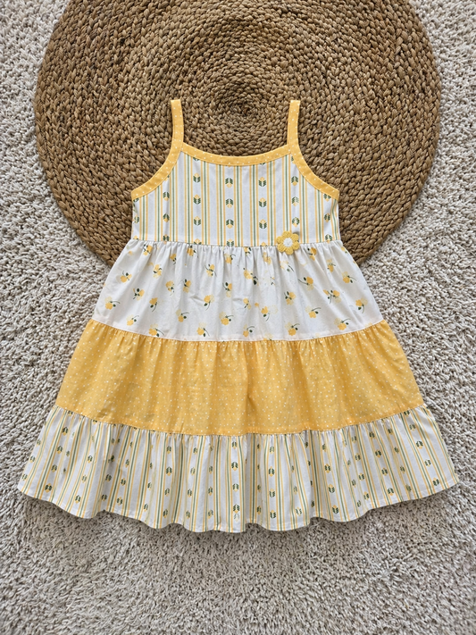 Tiered Floral Cotton Strap Dress