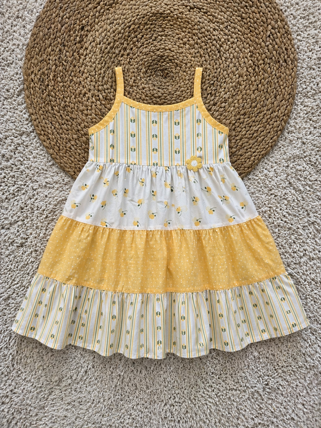 Tiered Floral Cotton Strap Dress