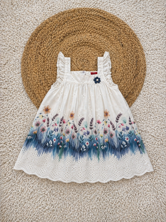 Floral Meadow Embroidered Cotton Dress