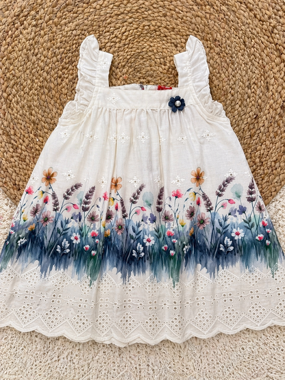 Floral Meadow Embroidered Cotton Dress