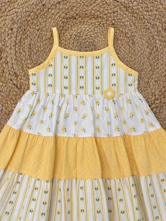 Tiered Floral Cotton Strap Dress