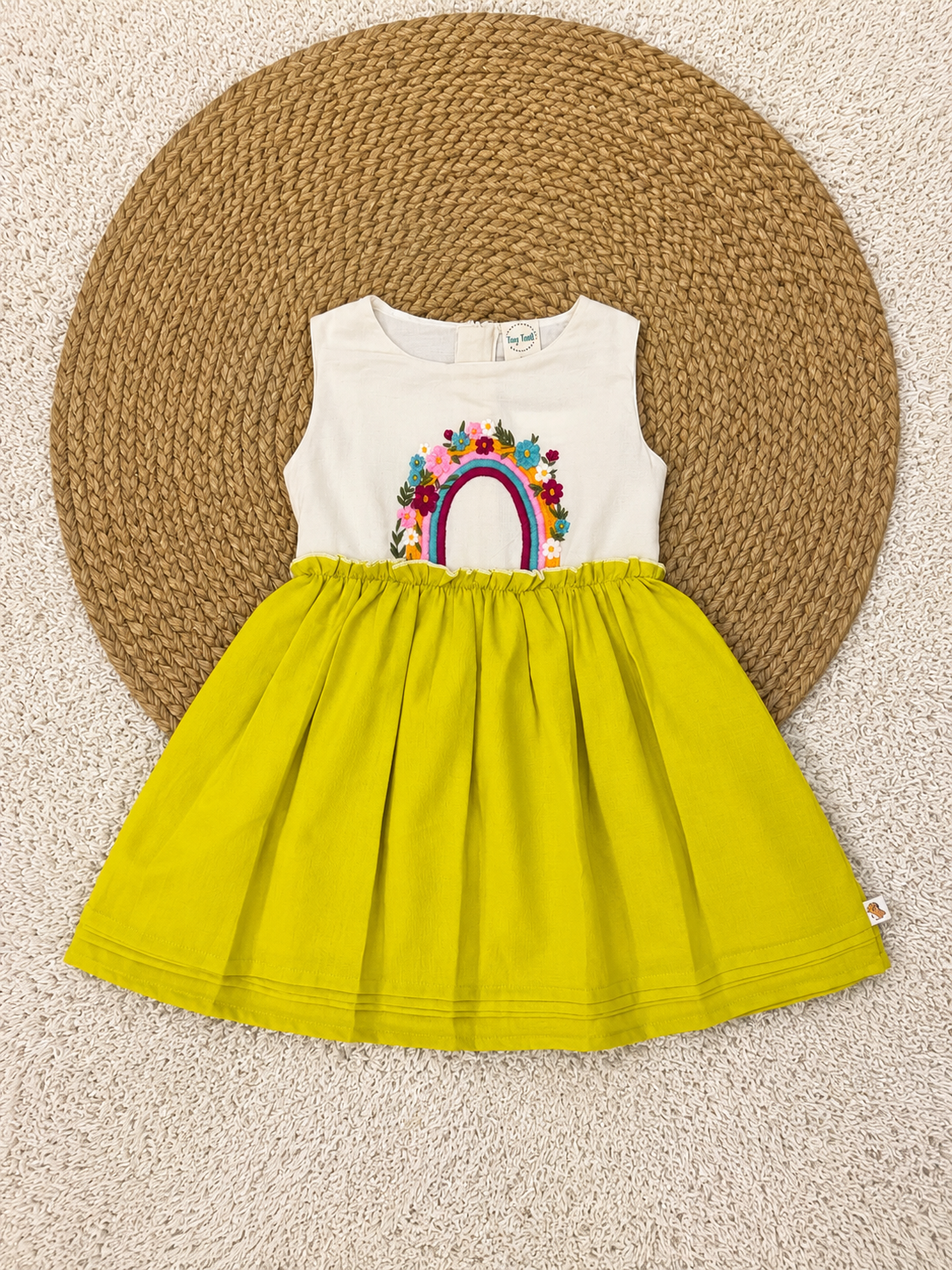 Rainbow Meadow Dress (Lime Green)