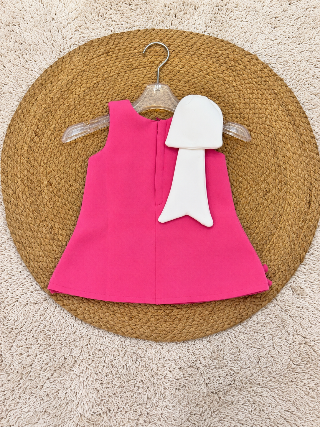 Fuchsia Ivory Statement Bow Dress