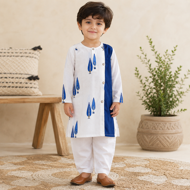 Royal Blue Tree Kurta Set