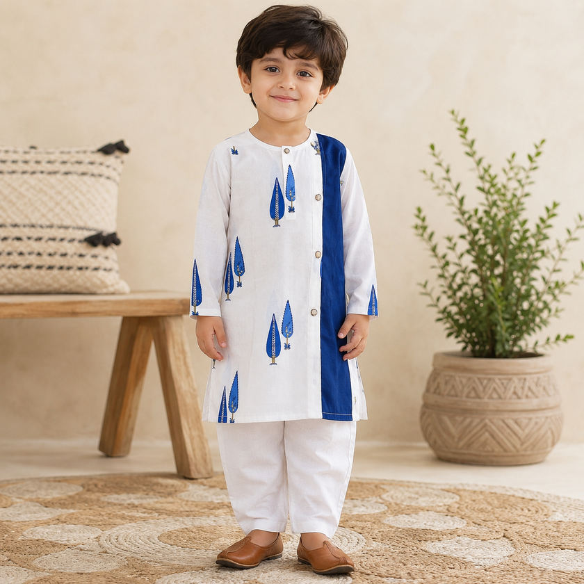 Royal Blue Tree Kurta Set