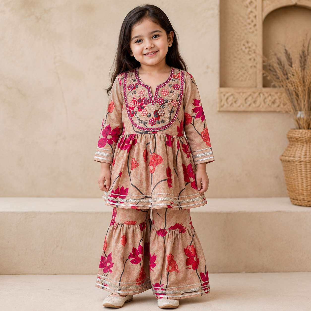 Floral Cotton Kurta & Sharara Set