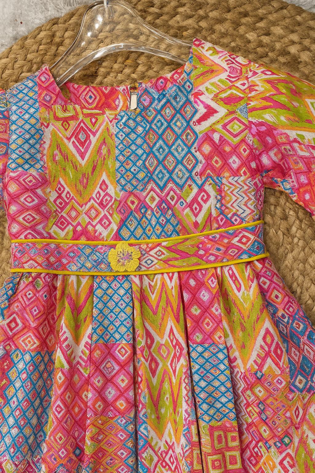 Festive ethnic frock with bold geometric prints