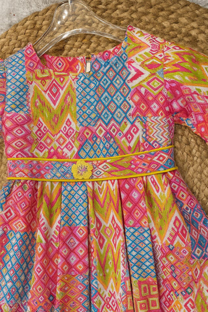 Festive ethnic frock with bold geometric prints