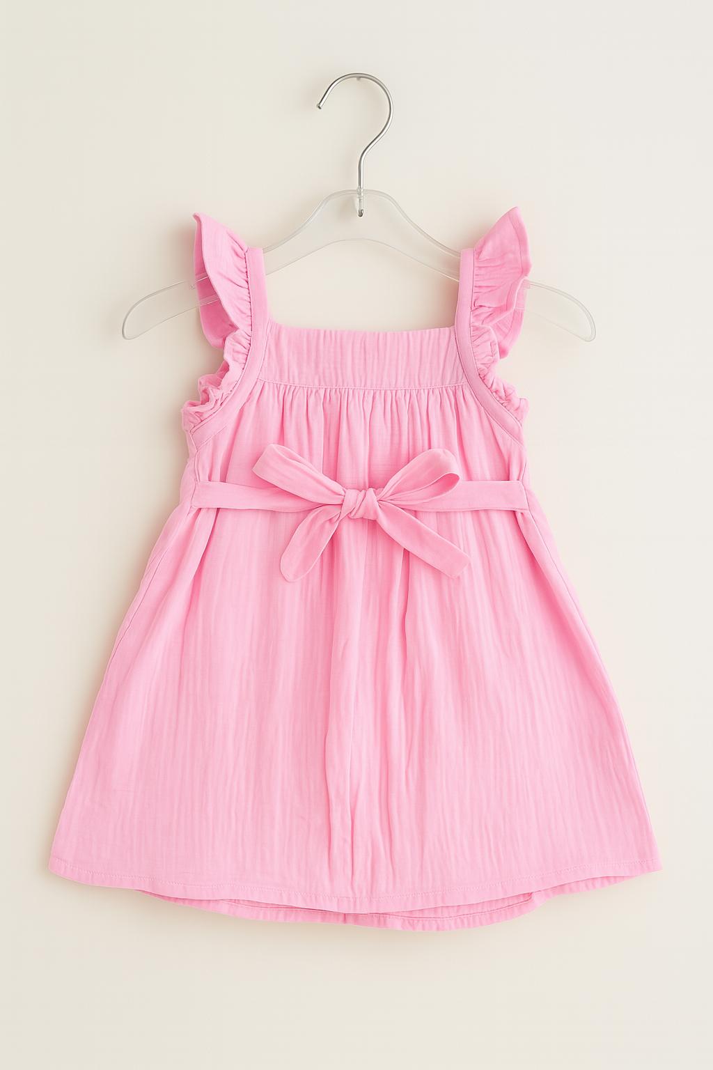 Cotton sleeveless frocks with smocking and flower print