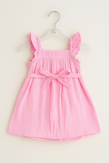 Cotton sleeveless frocks with smocking and flower print