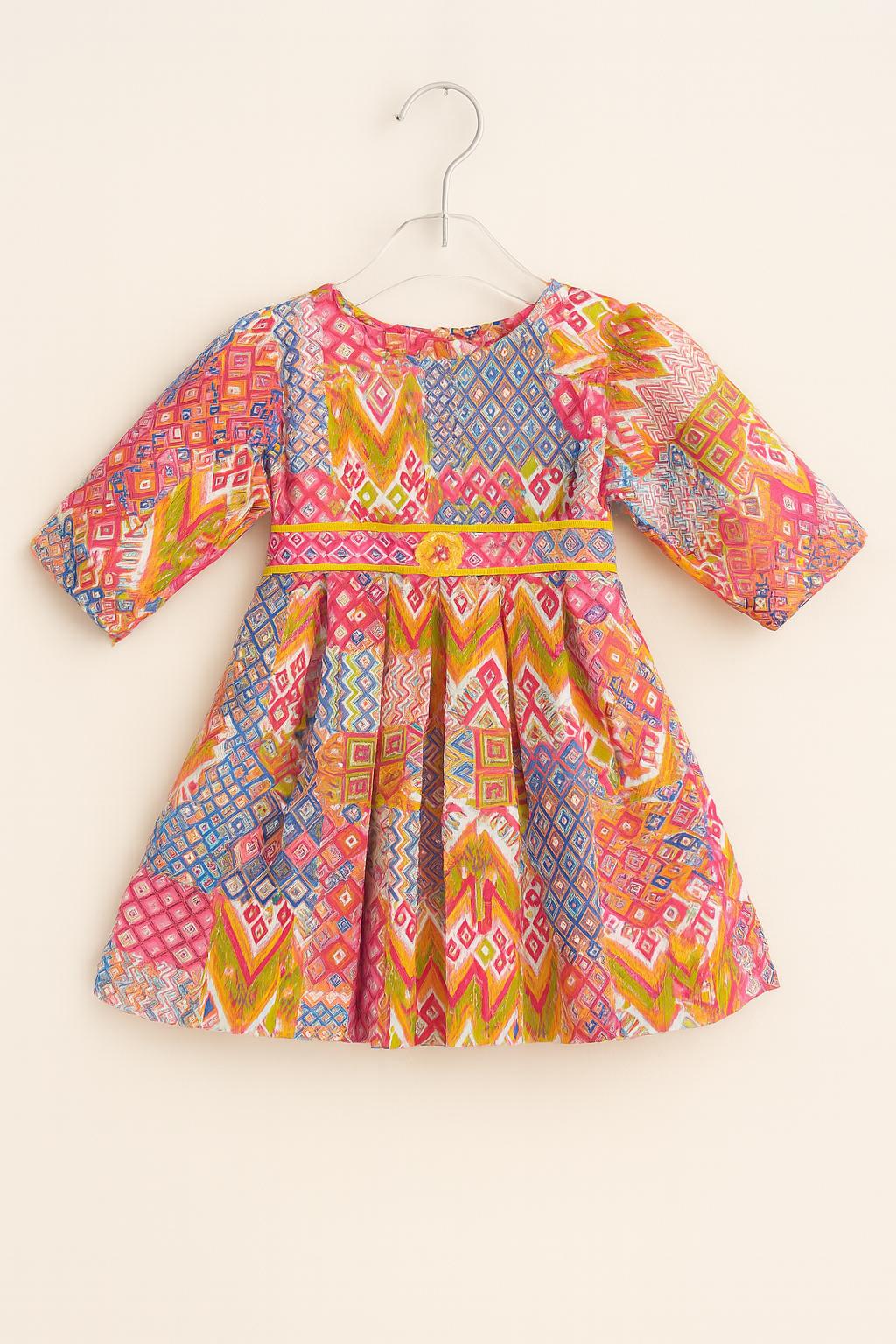 Festive ethnic frock with bold geometric prints