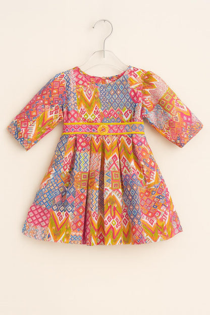 Festive ethnic frock with bold geometric prints