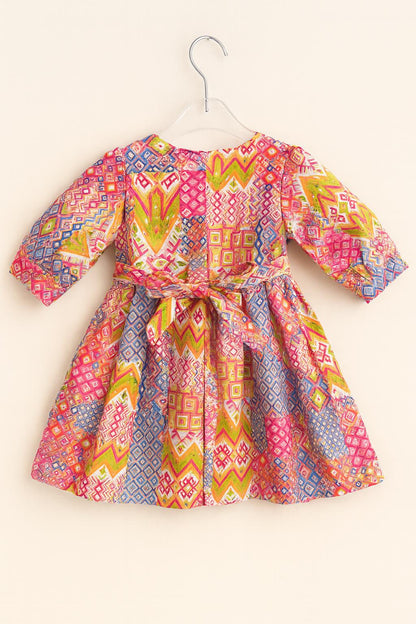 Festive ethnic frock with bold geometric prints