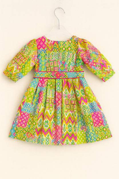 Festive ethnic frock with bold geometric prints