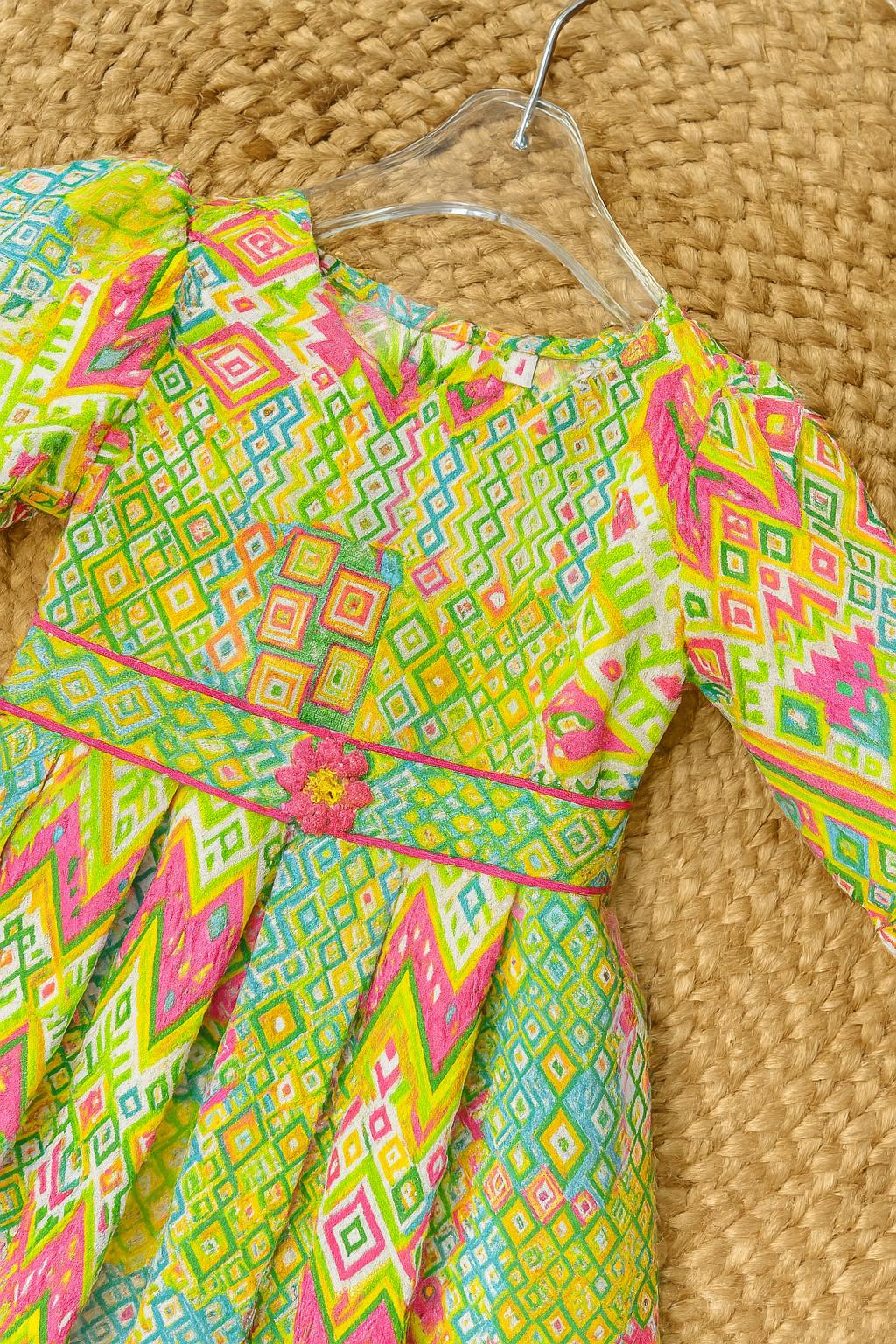 Festive ethnic frock with bold geometric prints