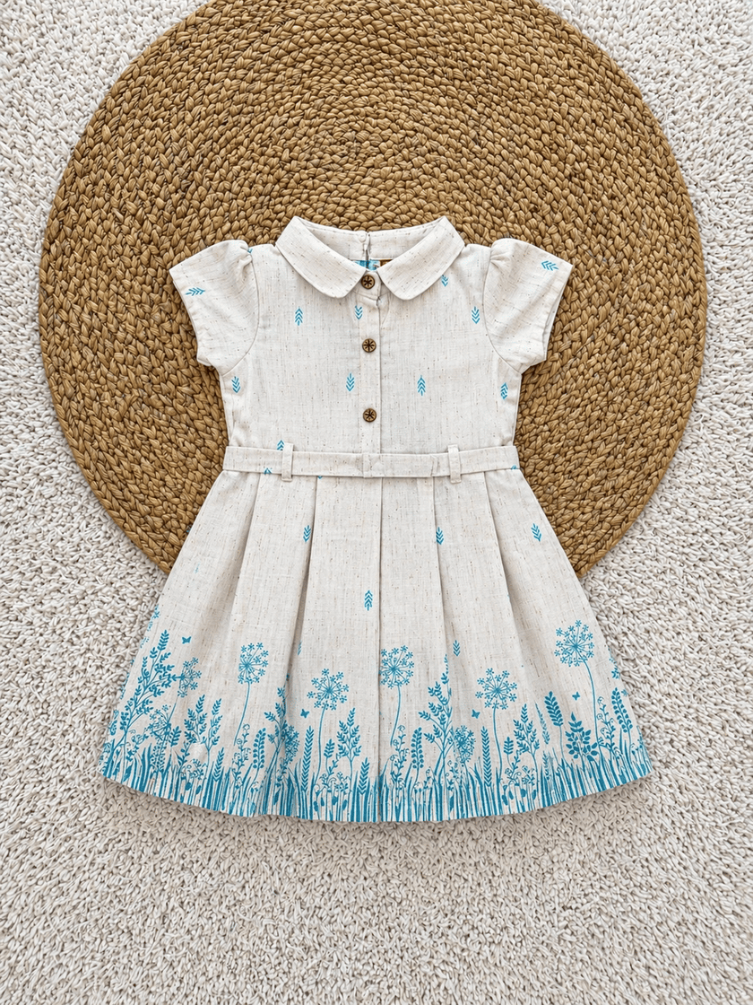Peter Pan Collar Meadow Print Cotton Dress