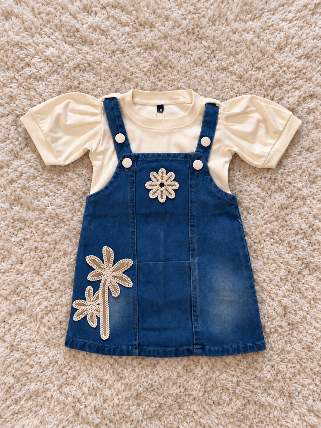 Denim Blue Daisy Pinafore Dress