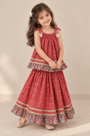 Crimson Paisley Pure Cotton Lehenga