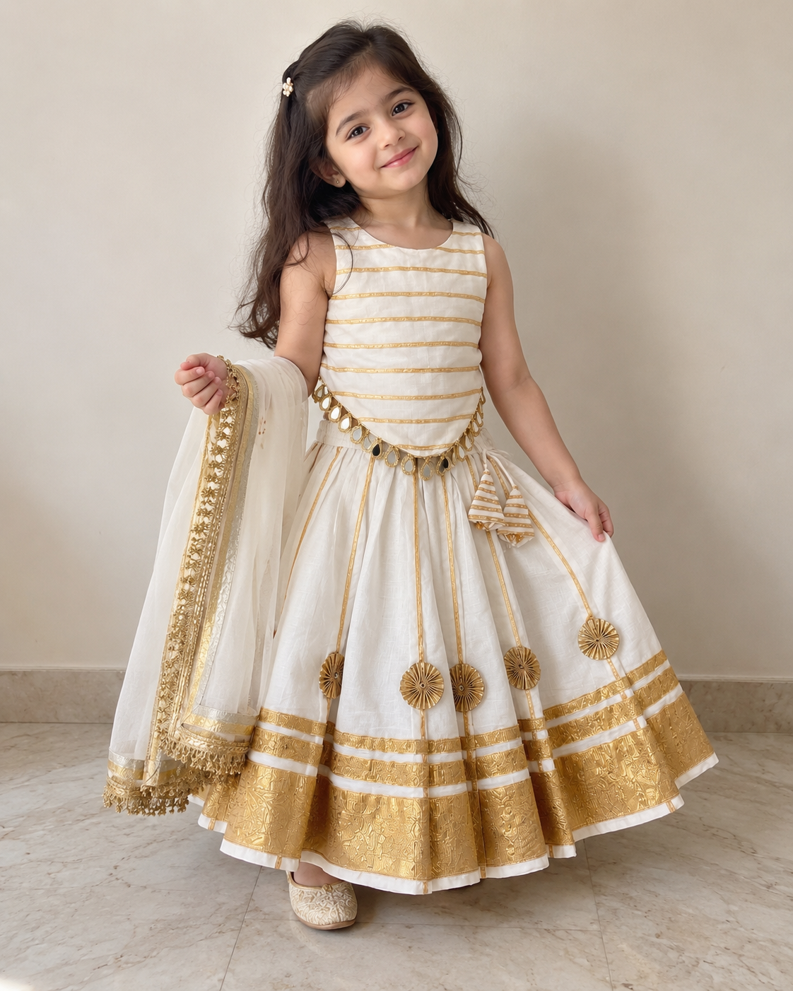 Ivory Gold Festive Lehenga Set