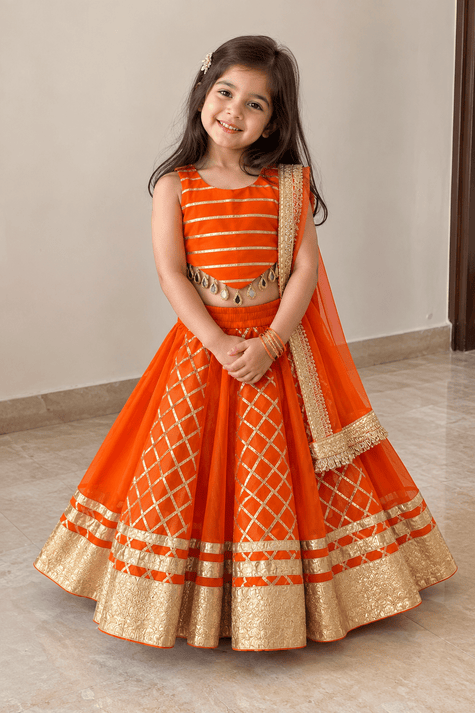 Orange Shimmer Festive Lehenga Set