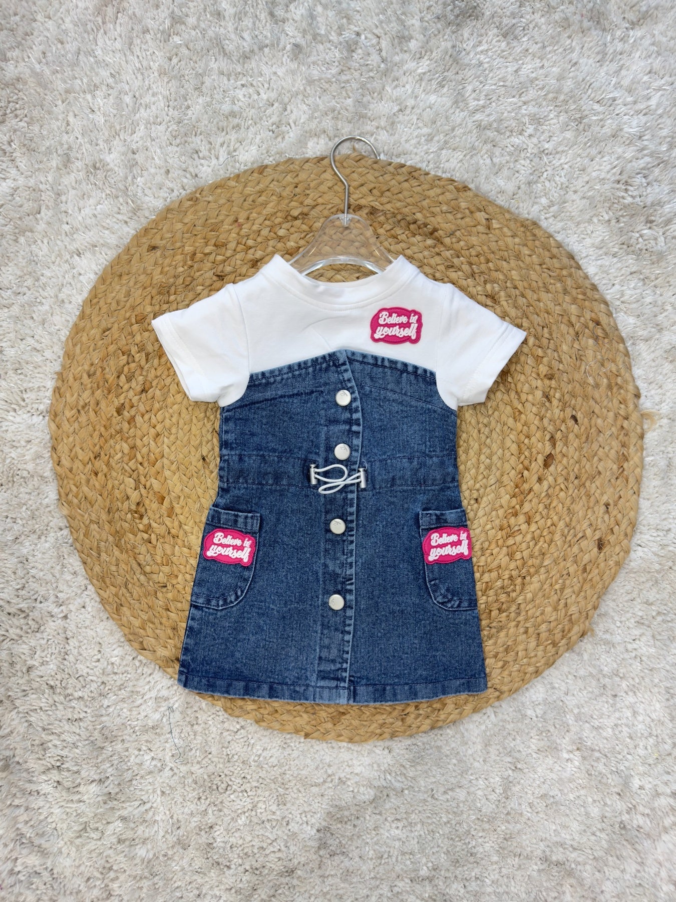 Denim Frock with 'Believe in Yourself' Patch