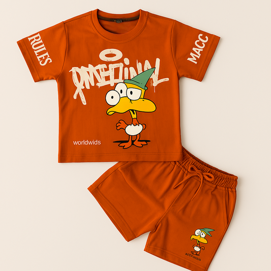 TXXI JUNIOR Cartoon Duck Printed Co-ord Set for Kids