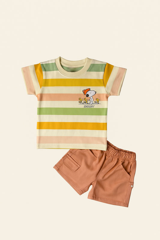 TXXI JUNIOR Striped Snoopy Co-ord Set with Cargo Shorts